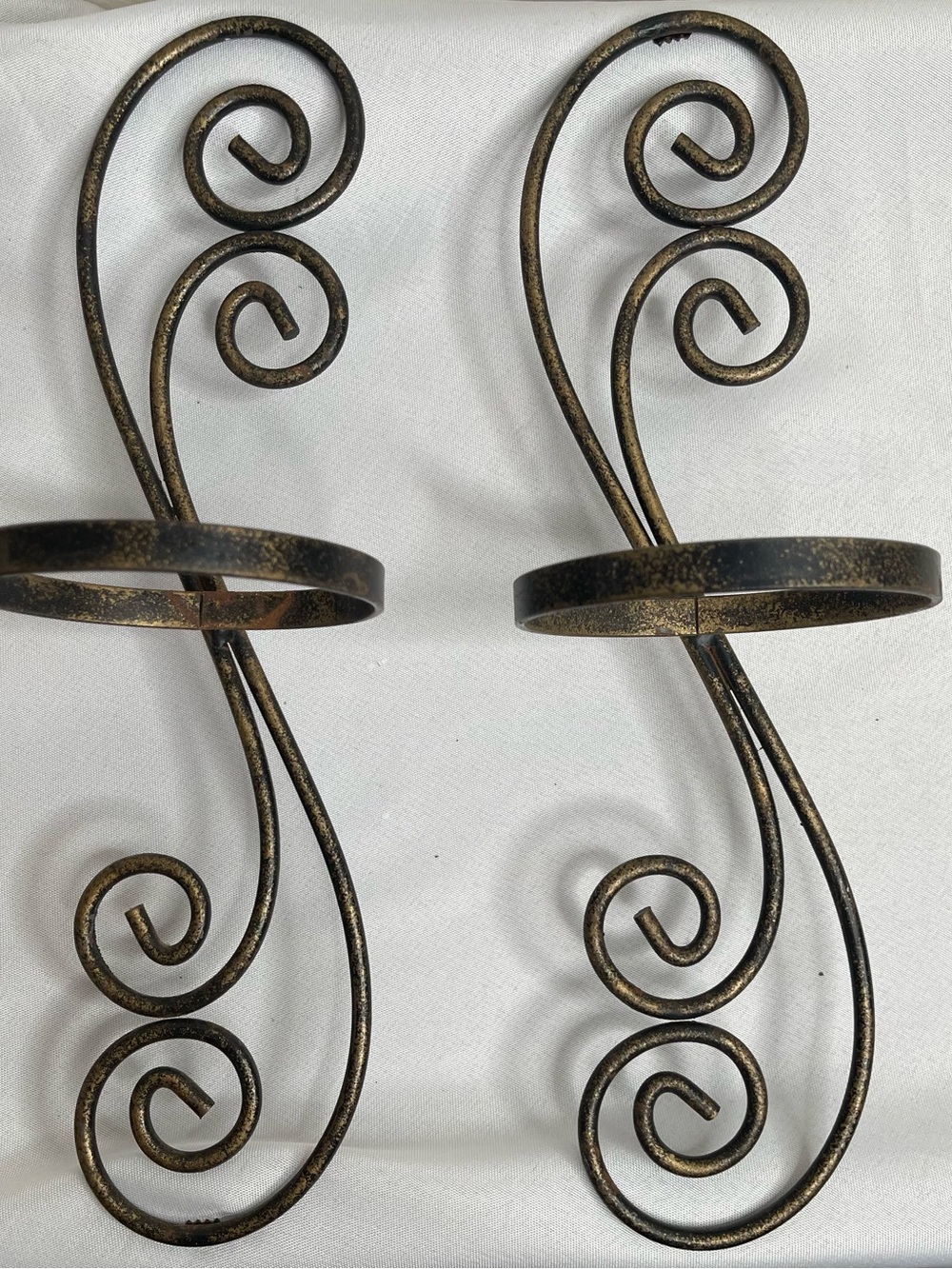 Vintage Pair of wrought iron candle holders